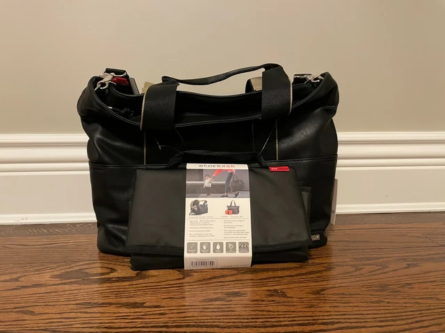 NWT Storksak Eden Faux Leather Diaper Bag (Black)