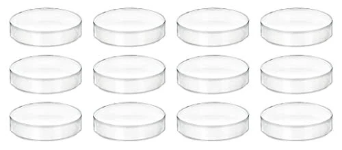 12PK Plastic Petri Dishes with Lids - 2" Diameter 0.5" Depth - Molded in Poly...