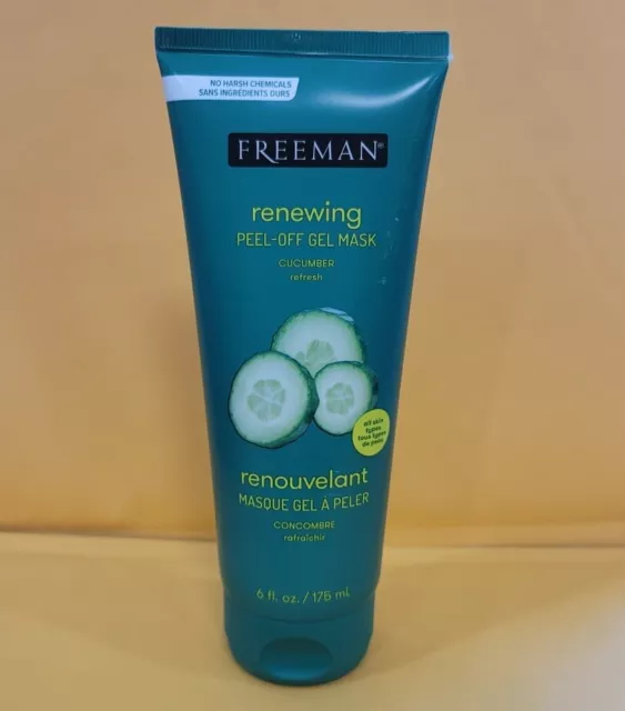 FREEMAN Feeling Beautiful Facial RENEWING Cucumber Peel Off Gel Mask 6 oz 175 ml