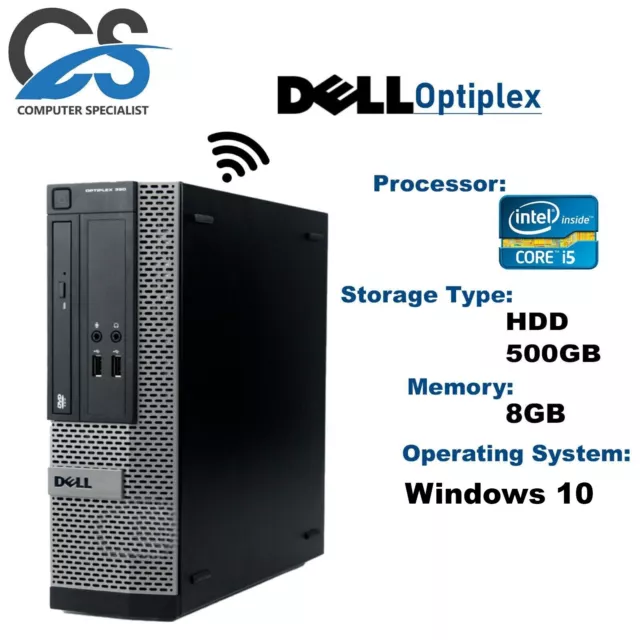 FAST DELL Intel i5 PC COMPUTER DESKTOP TOWER WINDOWS 10 WI-FI 8GB RAM 500GB HDD