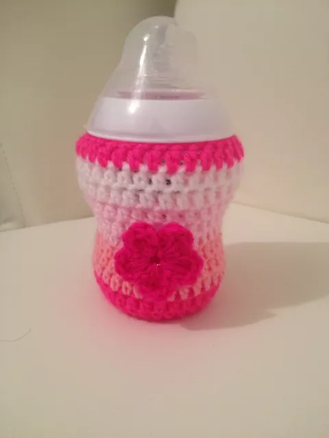 crochet 3D FLOWER baby bottle cover tommee tippee  dr brown MAM