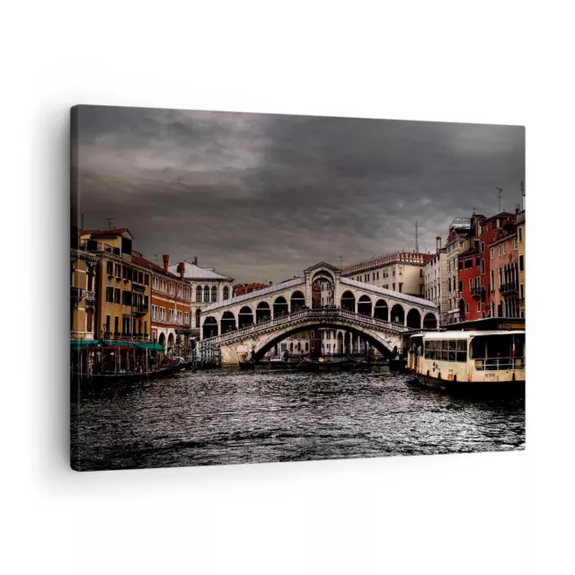 Quadro su Tela 70x50cm Venezia ponte acqua case di città Stampe Immagini Murale