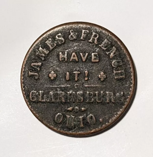 James & French Clarksburg OH Civil War Token CWT Ohio Indian