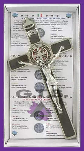 10.004.11 Kreuz Kruzifix San Benedetto Silber 20 CM Karneval Priester Bischof