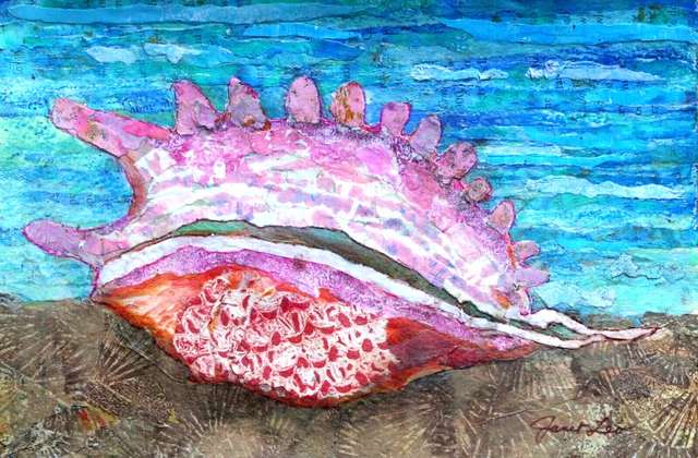 JANET LEO  sfa   ORIGINAL MIXED MEDIA   collage BY THE SEASHORE  landscape