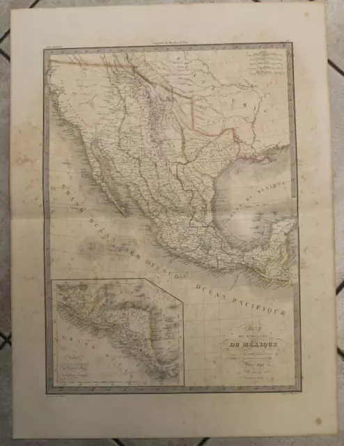 Mexico Texas As Republic 1842 Pierre Lapie Unusual Antique Lithographic  Map