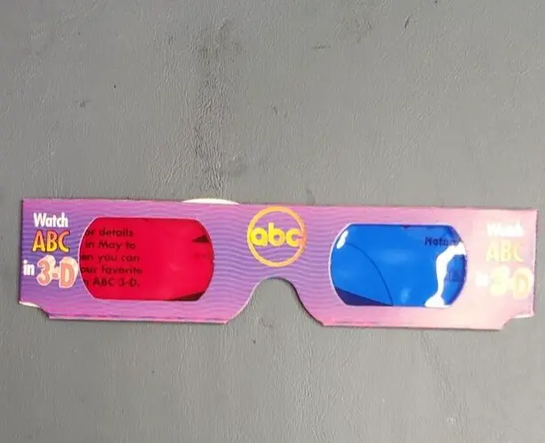 Vintage 1997 Wendy's 3-D Glasses "Watch ABC in 3-D" Stuffed Pita Promo - Unused