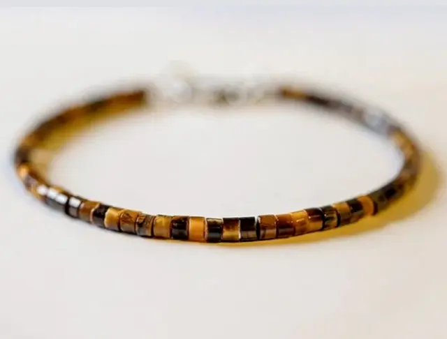 Bracelet de perles Oeil de tigre, en pierre Naturelle, avec Fermoir, Sur mesure