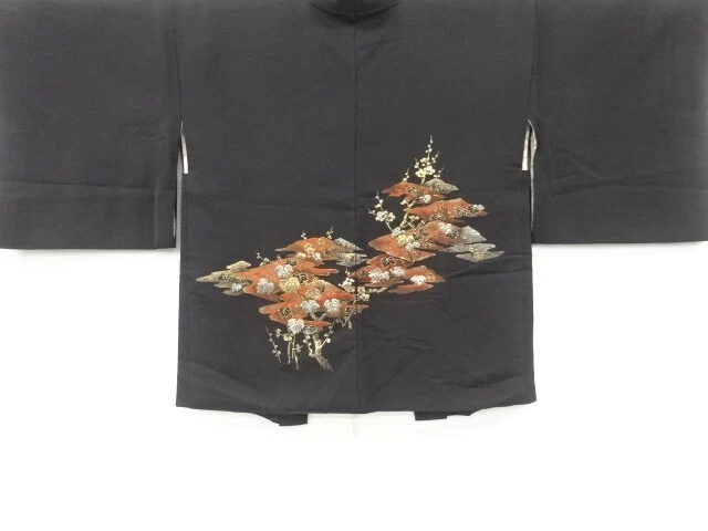 6632591: Japanese Kimono / Antique Haori / Taisho Roman Style / Urushi / Woven U