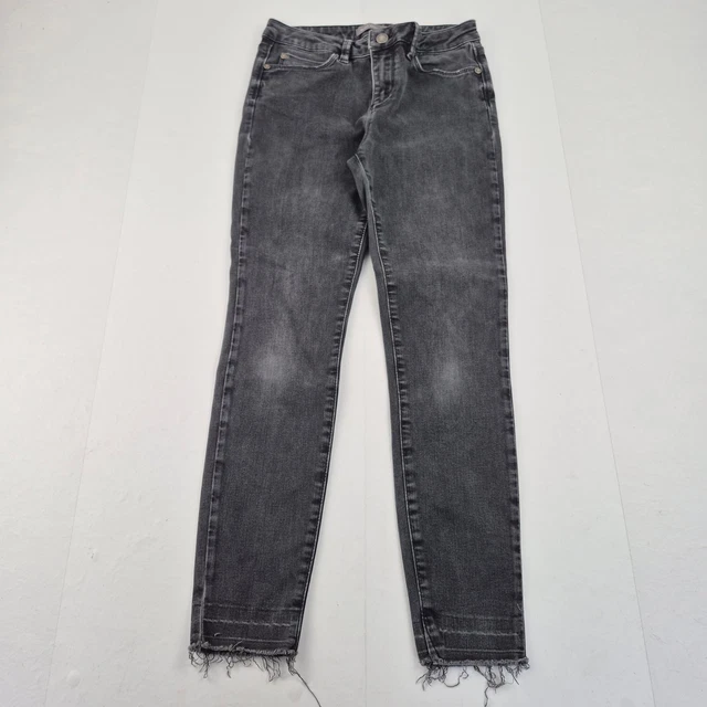 MINT VELVET JEANS 10R Grey Women's Cotton Blend Skinny Raw Hem