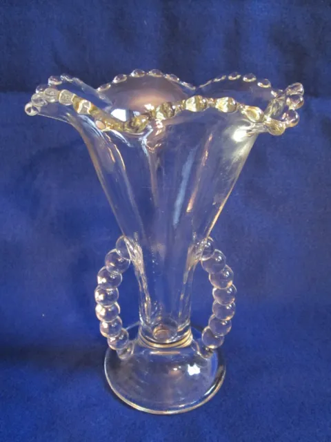 Gorgeous Candlewick Imperial Art Glass Co. Round Fluted Beaded Ears Vase 400/87C