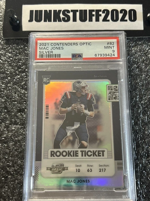 2021 PANINI CONTENDERS OPTIC MAC JONES PSA 9 SILVER ROOKIE TICKET #82 RC Prizm