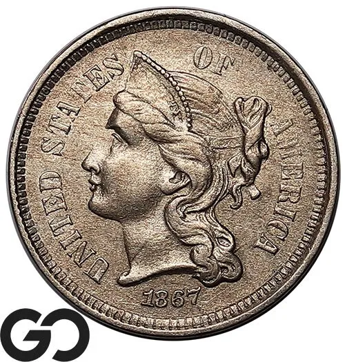 1867 Three Cent Nickel Piece ** Free Shipping!