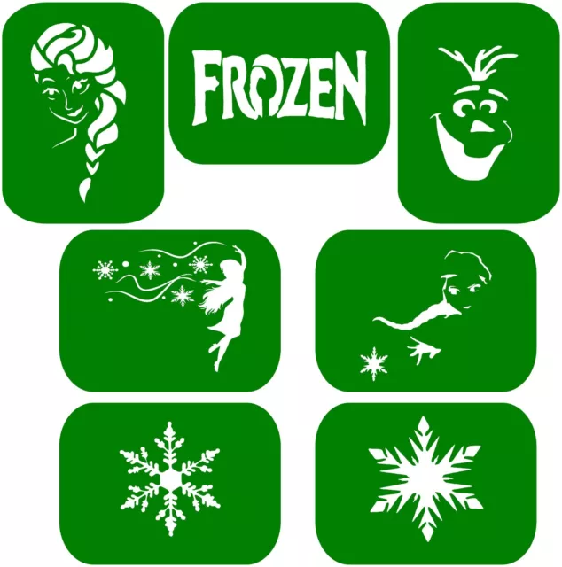 7 x Frozen-2 Body Art Stencils And Glass Etching Stencils Glitter Stencil Art