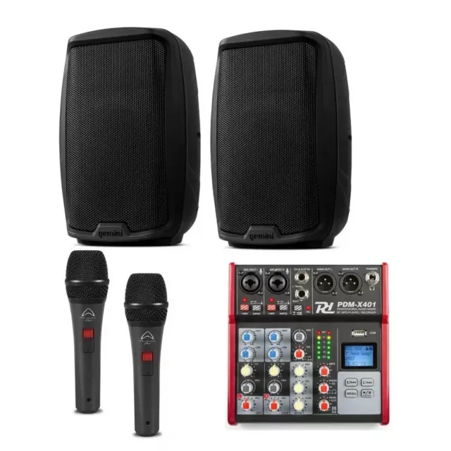 IMPIANTO KARAOKE 804 PACK diffusori attivi + microfoni + mixer con effetti NUOVI