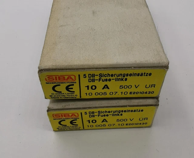 10x SIBA Insert Fusible DII 10A 500V Fusibles Fusible Gauche 2