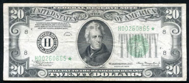Fr. 2054-H* 1934 $20 *Star* Frn Federal Reserve Note St. Louis, Mo 