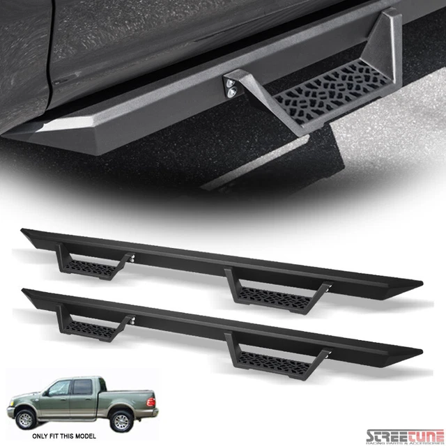 For 01-03 Ford F150 Super Crew Matte Black Modular Drop Step Bars Running Boards