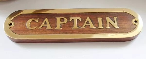 Türschild maritim  "CAPTAIN" ca. 19 x 5 x 1  cm Holz Messing