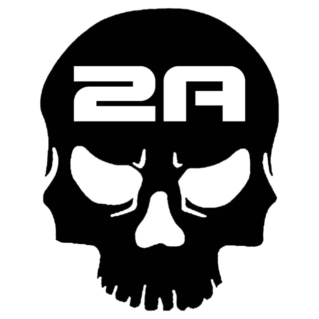 2A Skull Sticker - 2nd Amendment Molon Skull Decal - Choose Color Size
