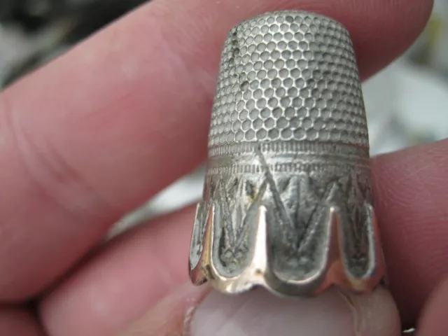 Antique Continental Silver With Rose Gold Accents Thimble