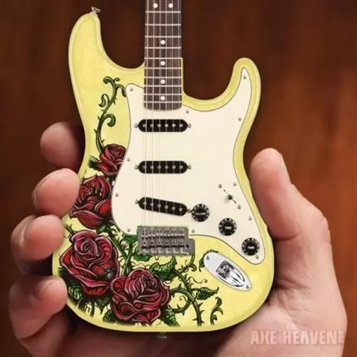 DAVID LOZEAU - Rose Tattoo Fender Strat 1:4 Scale Replica Guitar ~Axe Heaven