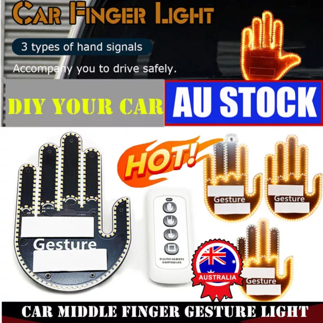 FUNNY CAR MIDDLE Finger Gesture Light w/ Remote·--50% OFF- $32.04 - PicClick  AU