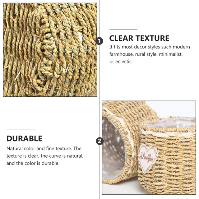 Seagrass Plant Basket Seagrass Plant Pot Straw Flower Basket Plants Pots Rattan 11