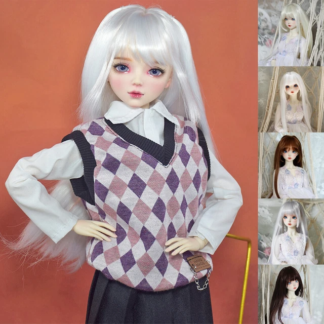 Soft BJD Dolls Long Hair with Bangs Wigs for 1/3 1/4 1/6 BJD SD Doll DIY Parts