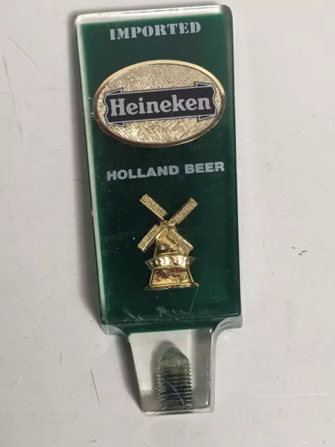 Vintage Heineken Imported Holland Beer Tap Handle Bar Acrylic Windmill Man Cave
