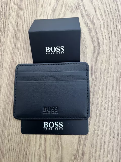 New Hugo Boss Black Leather Credit Cardholder Wallet
