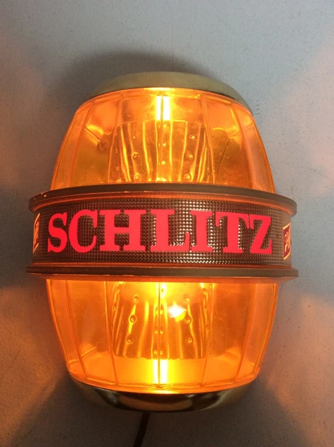 VINTAGE Beer Sign 1966 SCHLITZ  BAR BARREL SIGN LIGHTED Height 9”x Width 7.5”