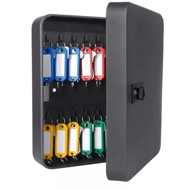 Combination Lock Metal Key Storage Cabinet Wall Mounted Lockable Safe Box 20 Tag