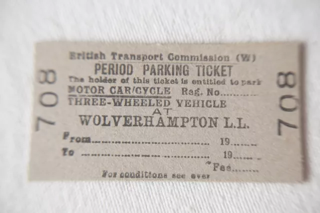 Wolverhampton Parking British Rail Railway Train Ticket