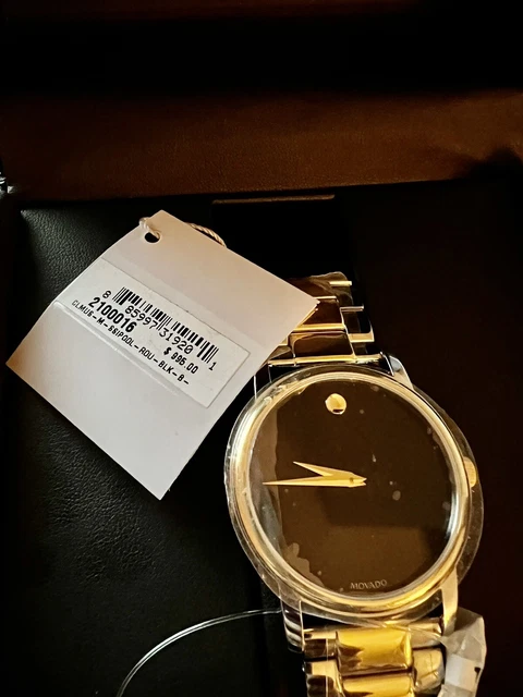 Nuovo Orologio da Uomo Modello 2100016 MSRP MOVADO Classico Museo Quadrante Nero Quarzo $995