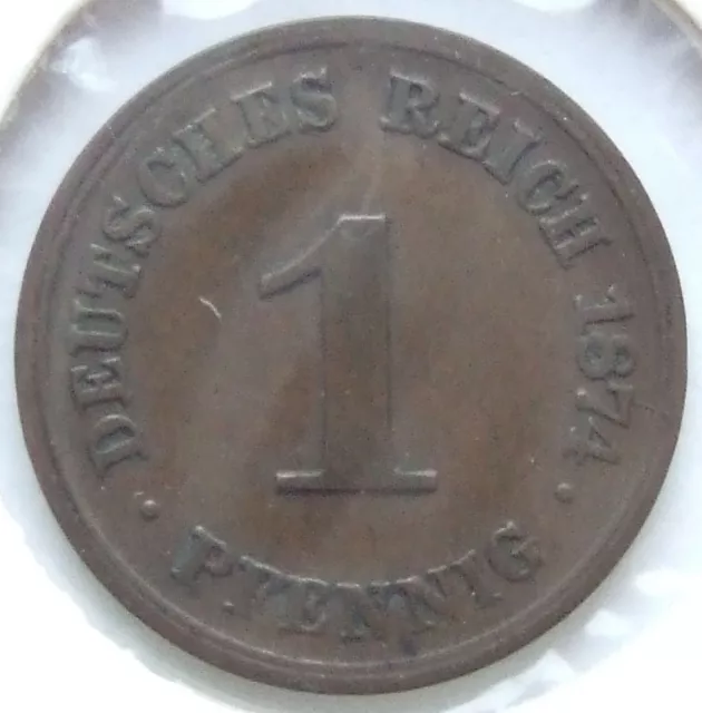 Moneta Reich Tedesco Impero 1 Pfennig 1874 C IN Very fine / Extremely