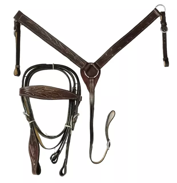 Western sSaddle Set Horse Headstall and Breast Plate Western Leather Bridle