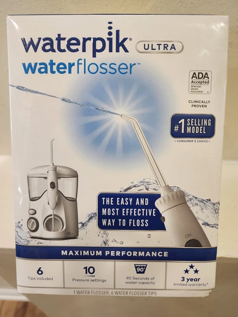 Irrigador oral hilo dental de encimera Waterpik Ultra con 6 hilo dental, blanco,