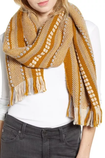 Madewell Chunky Weave Fringe Scarf Wrap Vintage Inspired Egyptian Gold $65