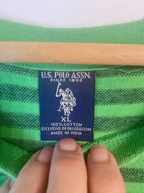 U.S POLO ASSN Shirt Adult Mens XL Green Navy Stripe Crew Neck $7.99 ...