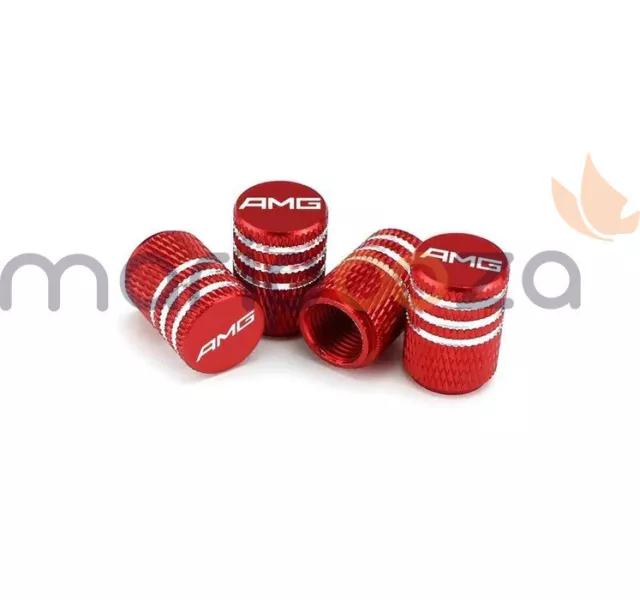 4pcs Bouchons de Valve de Pneu Logo AMG pour Mercedes - Rouge