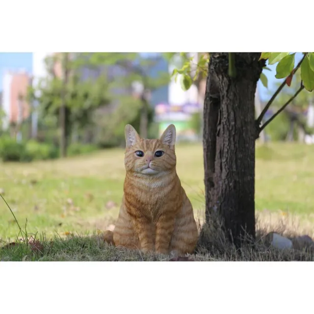 Cat Sitting Black&White/Orange Resin Garden Statue Home Garden Yard Decor