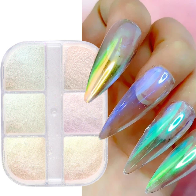 Paillettes de manucure Chrome pigmentaire Poudre à ongles Flash miroir Aurora