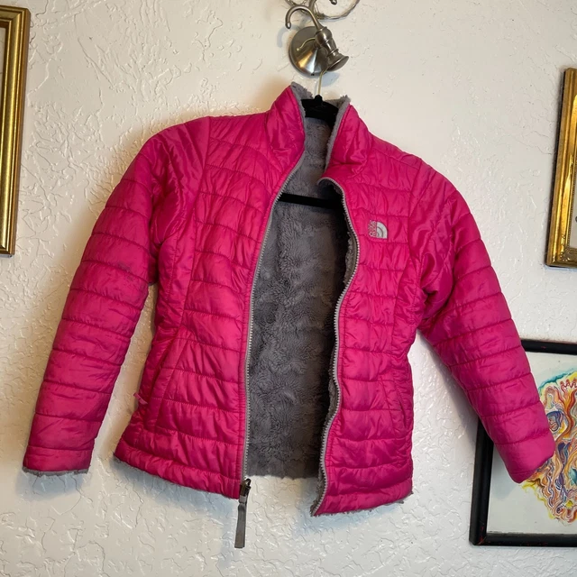 The North Face {Girls/S} Reversible Bright Pink/Fuzzy Grey Down Filled Coat