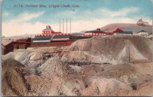 1910s CRIPPLE CREEK Colorado Postcard PORTLAND MINE Bird's-Eye View / Unused