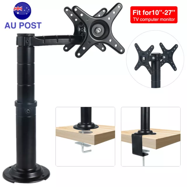 Dual LED Desk Mount Monitor Stand 2 in1 Arm Display Bracket LCD Screen TV Holder