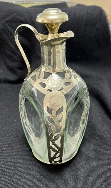 Haig Scotland Pinch Decanter Alpaca Silver Overlay - w/ Cork Cap & Handle