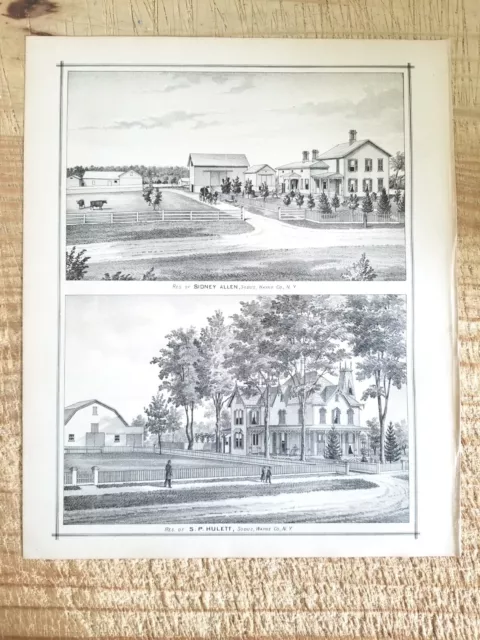 RES OF SIDNEY ALLEN & S P HULETT,SODUS,NY.1887 13.7" x 11.5 ART PRINT*