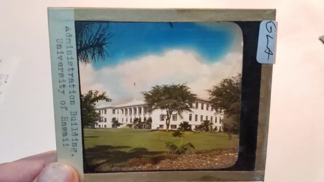 Colored Glass Magic Lantern Slide GLA HAWAII HAWAIIAN UNIVERSITY OF HAWAII ADMIN