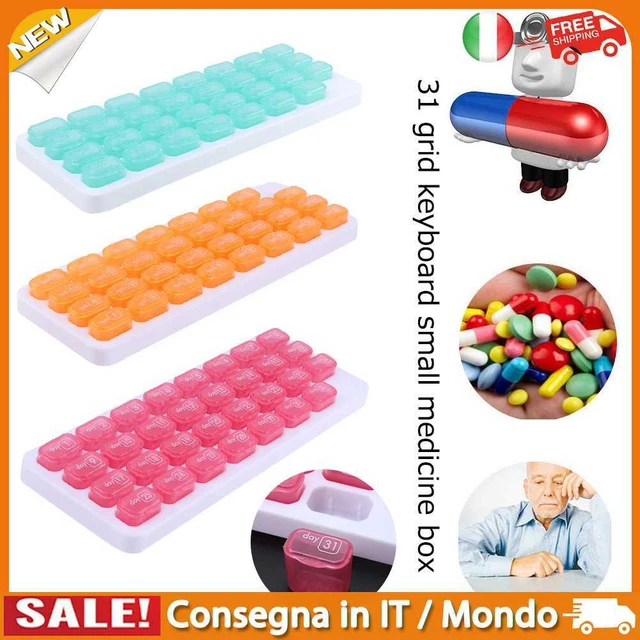 IT 31 Dividers Medicine Organizer Case Transparent Grid Keyboard Medicine Dispen